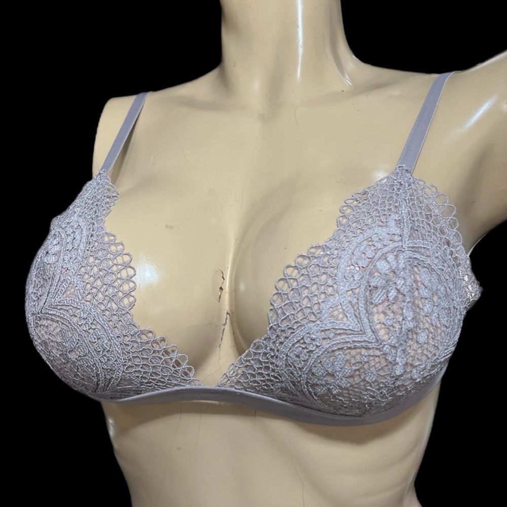 Victoria’s Secretcrochet Lace Unlined Bralette Bra Gray Large